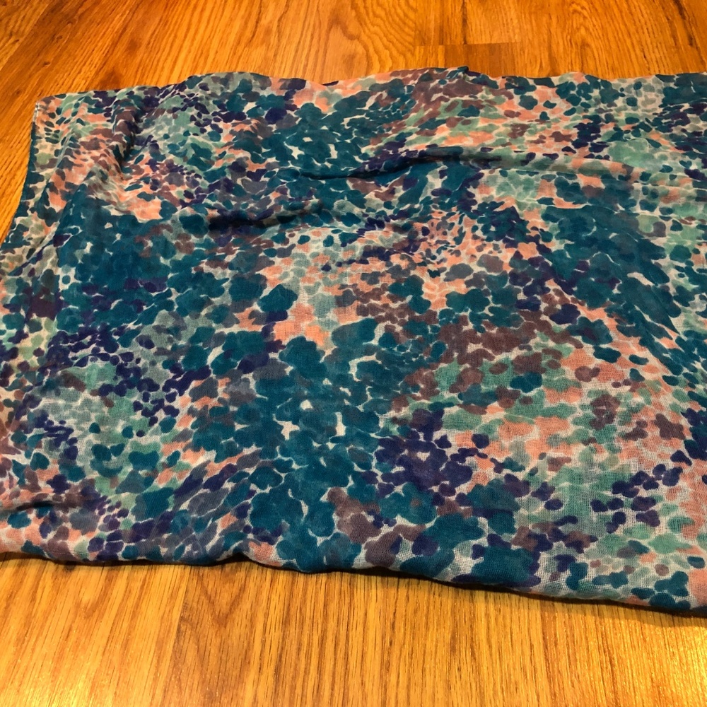 Blue & Pink Patterned Scarf - Picture 5 of 5